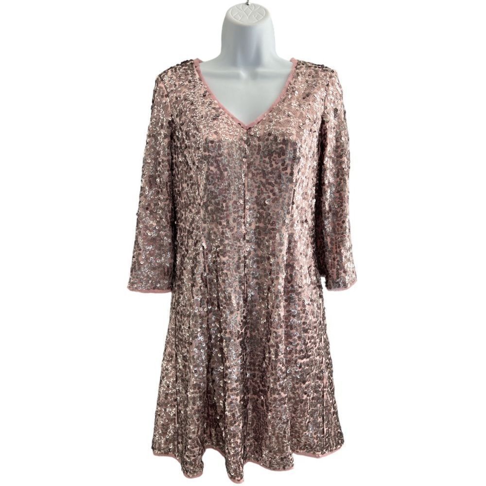 Eliza J Rose Gold Sequin Midi Dress